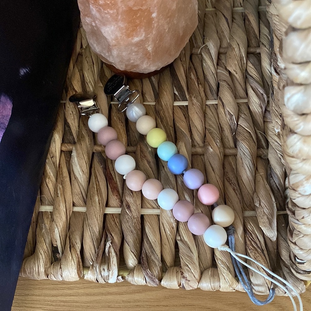 Set of two beaded pacifier clips